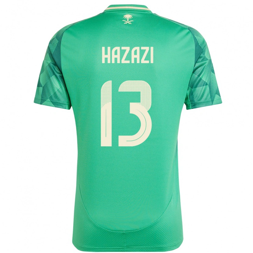 Danxen Homme Maillot Arabie Saoudite Bassam Hazazi #13 Vert Tenues Domicile 24-26 T-Shirt