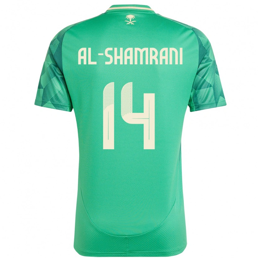 Danxen Homme Maillot Arabie Saoudite Farhah Al-Shamrani #14 Vert Tenues Domicile 24-26 T-Shirt