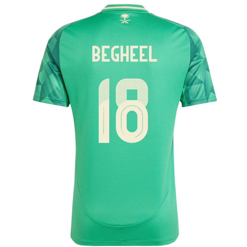 Danxen Homme Maillot Arabie Saoudite Qasem Begheel #18 Vert Tenues Domicile 24-26 T-Shirt