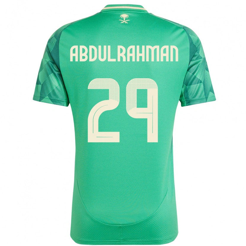 Danxen Homme Maillot Arabie Saoudite Mohammed Abdulrahman #29 Vert Tenues Domicile 24-26 T-Shirt