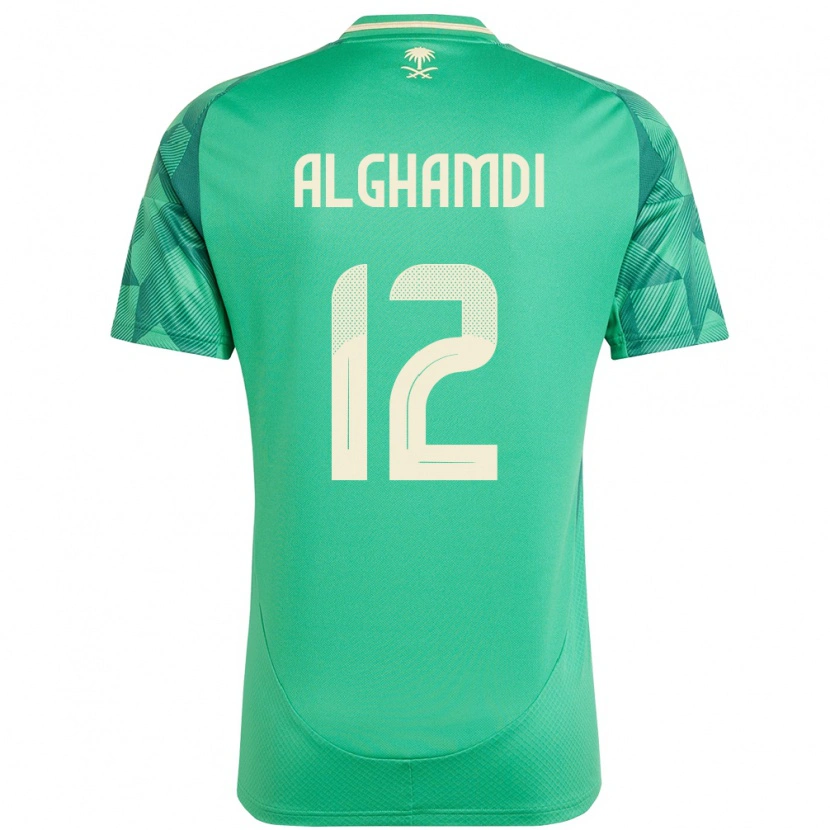 Danxen Homme Maillot Arabie Saoudite Faisal Alghamdi #12 Vert Tenues Domicile 24-26 T-Shirt