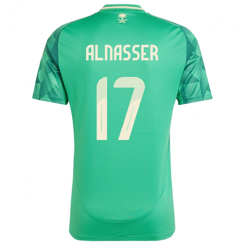 Danxen Homme Maillot Arabie Saoudite Saad Alnasser #17 Vert Tenues Domicile 24-26 T-Shirt