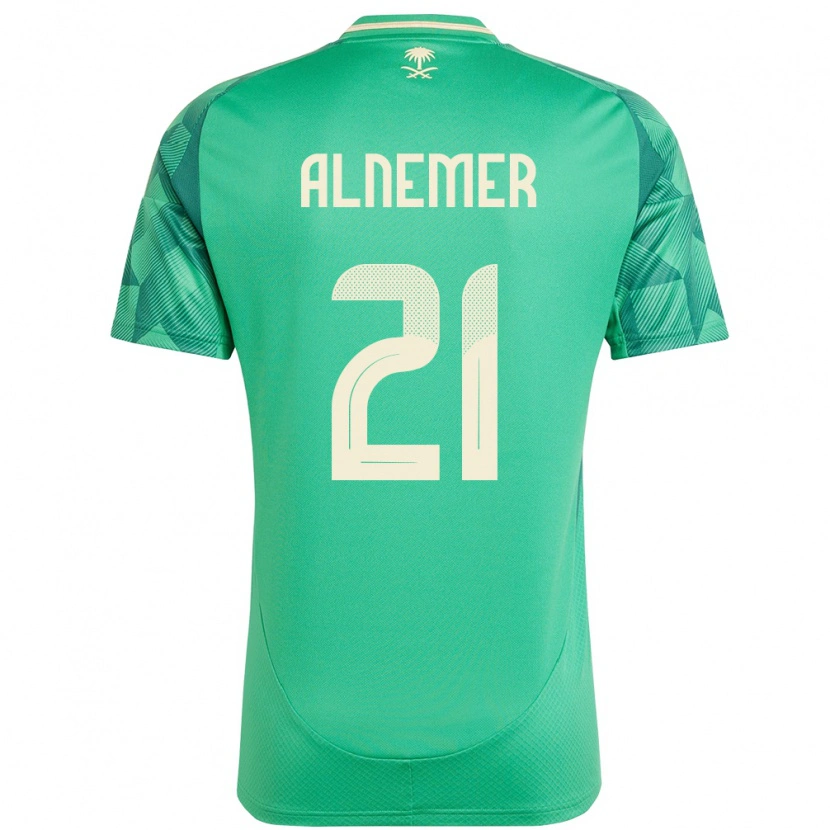 Danxen Homme Maillot Arabie Saoudite Meshari Alnemer #21 Vert Tenues Domicile 24-26 T-Shirt