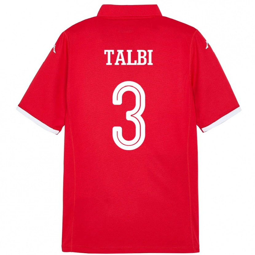 Danxen Homme Maillot Tunisie Montassar Talbi #3 Rouge Tenues Domicile 24-26 T-Shirt