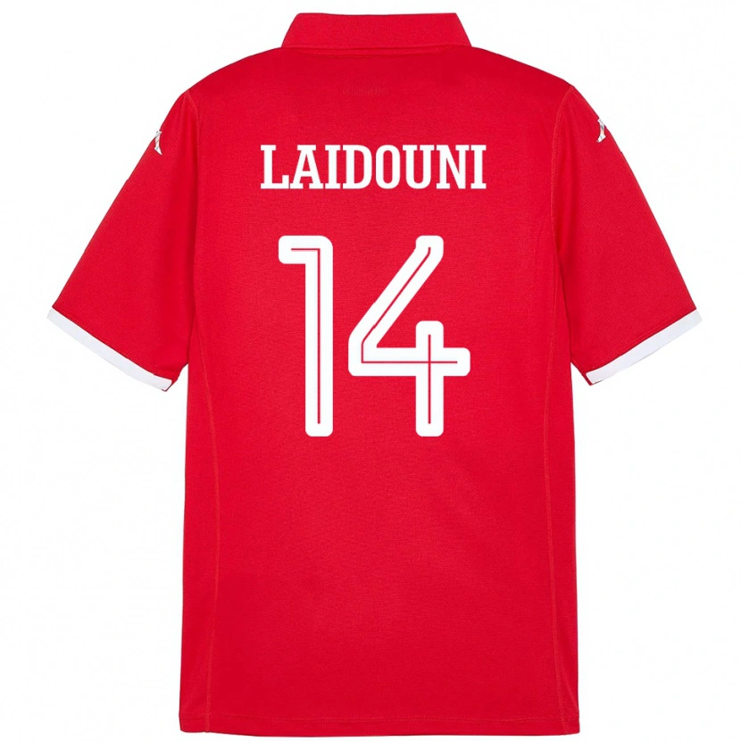 Danxen Homme Maillot Tunisie Aïssa Laïdouni #14 Rouge Tenues Domicile 24-26 T-Shirt