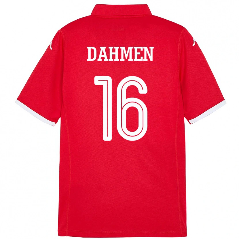 Danxen Homme Maillot Tunisie Aymen Dahmen #16 Rouge Tenues Domicile 24-26 T-Shirt