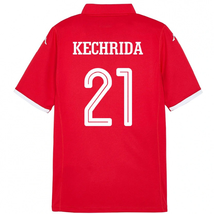 Danxen Homme Maillot Tunisie Wajdi Kechrida #21 Rouge Tenues Domicile 24-26 T-Shirt