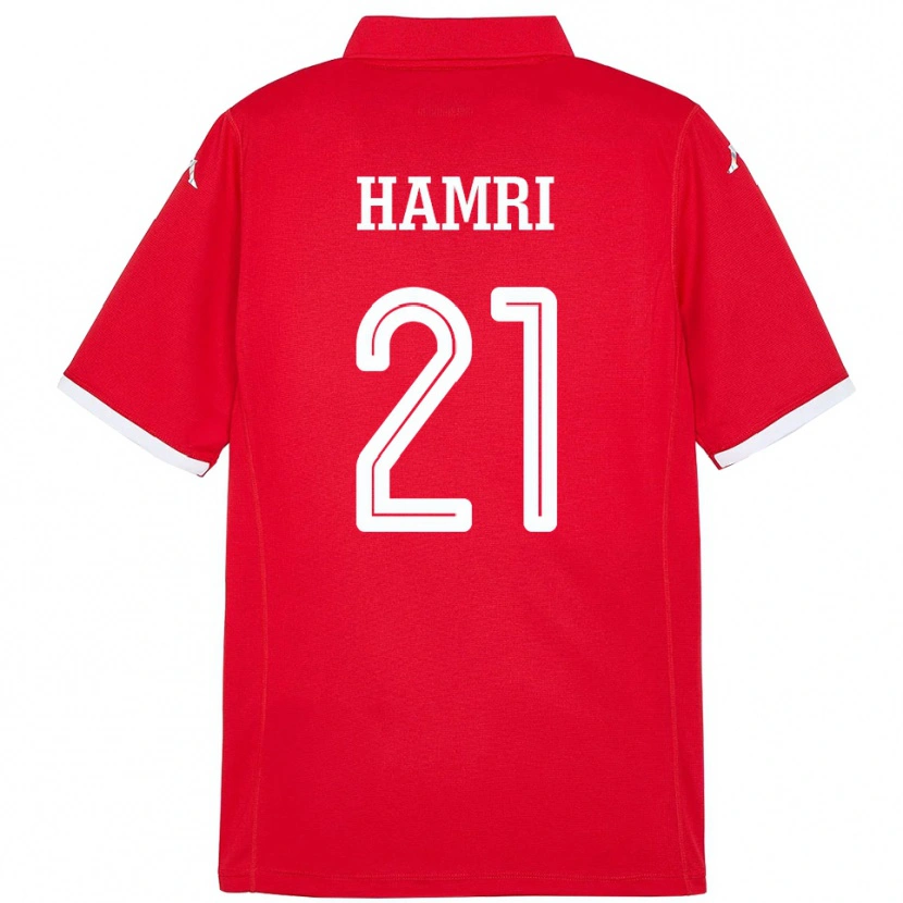 Danxen Homme Maillot Tunisie Rabii Hamri #21 Rouge Tenues Domicile 24-26 T-Shirt