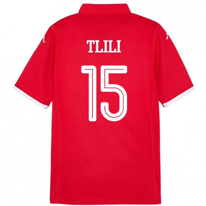 Danxen Homme Maillot Tunisie Mehdi Tlili #15 Rouge Tenues Domicile 24-26 T-Shirt