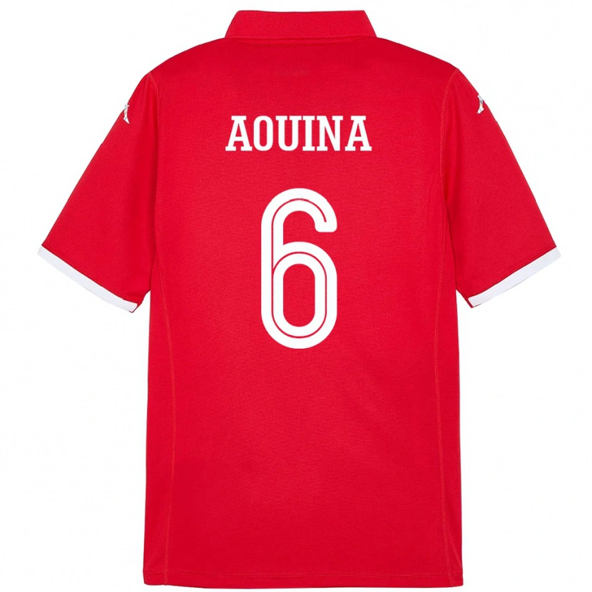 Danxen Homme Maillot Tunisie Rania Aouina #6 Rouge Tenues Domicile 24-26 T-Shirt