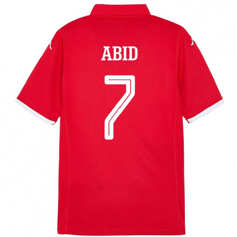 Danxen Homme Maillot Tunisie Aziz Abid #7 Rouge Tenues Domicile 24-26 T-Shirt