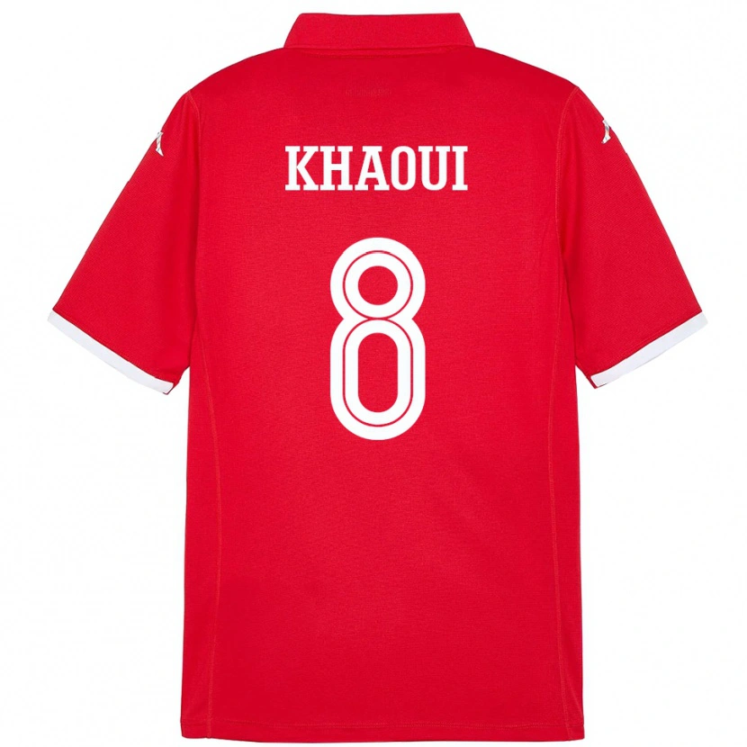 Danxen Homme Maillot Tunisie Saif Eddine Khaoui #8 Rouge Tenues Domicile 24-26 T-Shirt
