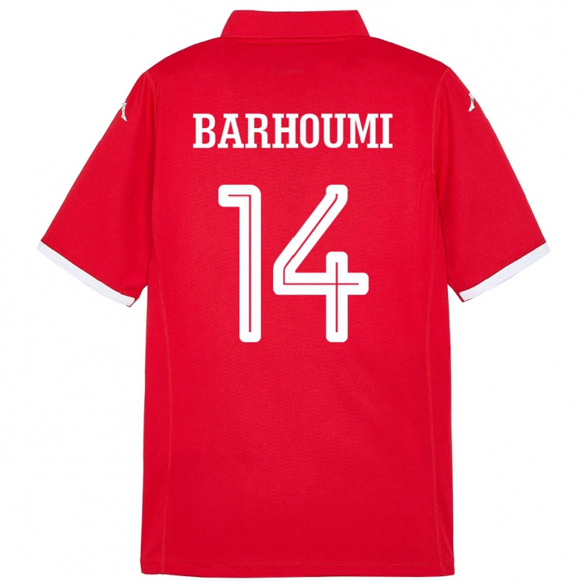 Danxen Homme Maillot Tunisie Salah Barhoumi #14 Rouge Tenues Domicile 24-26 T-Shirt