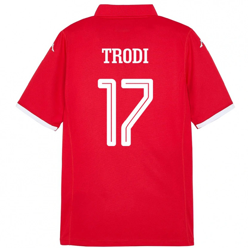 Danxen Homme Maillot Tunisie Imen Trodi #17 Rouge Tenues Domicile 24-26 T-Shirt