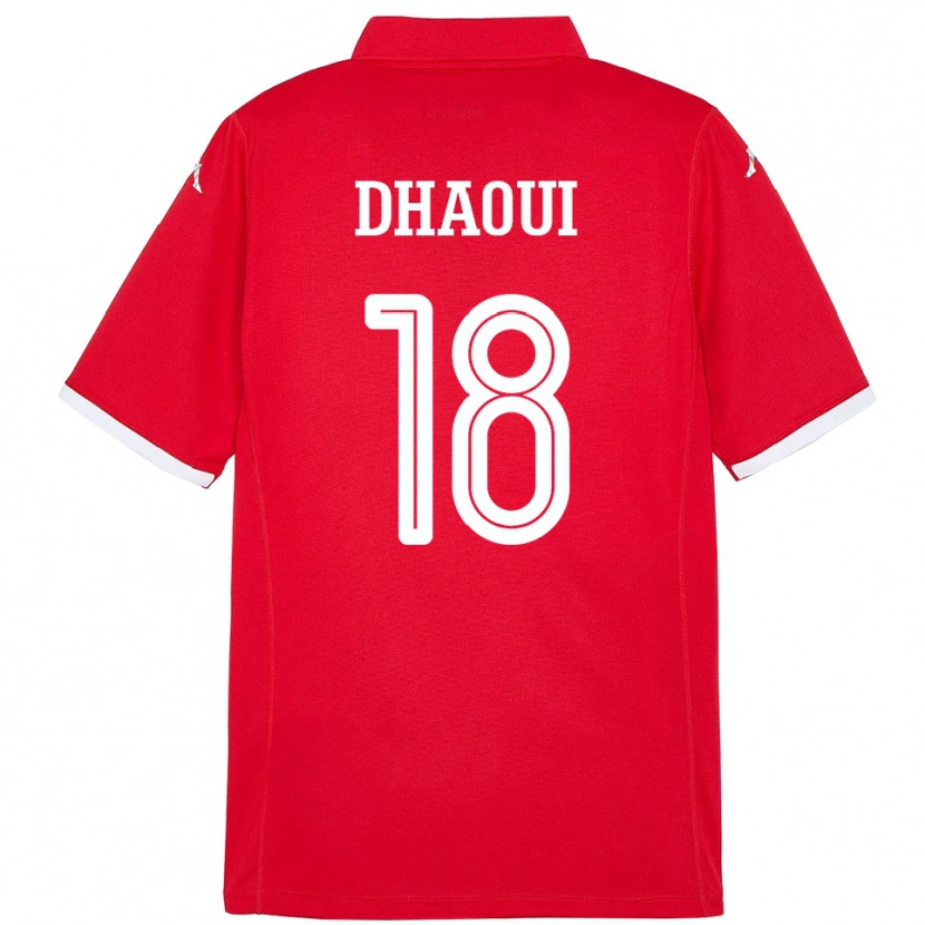 Danxen Homme Maillot Tunisie Mouhamed Dhaoui #18 Rouge Tenues Domicile 24-26 T-Shirt
