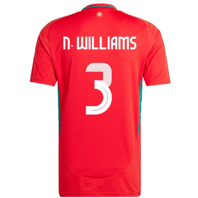 Danxen Homme Maillot Pays De Galles Neco Williams #3 Rouge Tenues Domicile 24-26 T-Shirt