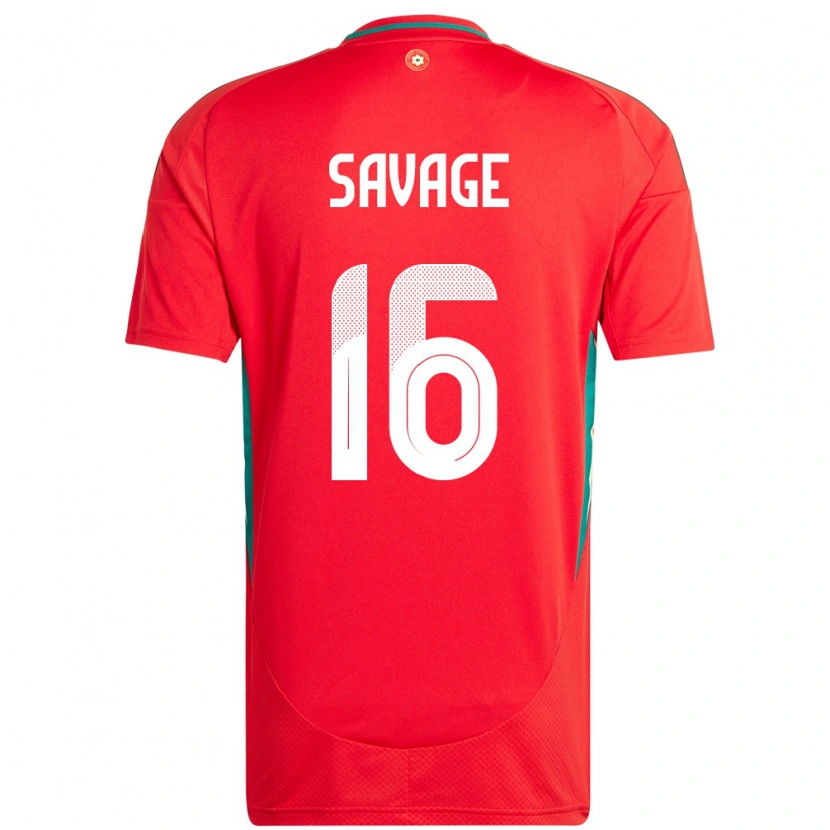 Danxen Homme Maillot Pays De Galles Charlie Savage #16 Rouge Tenues Domicile 24-26 T-Shirt