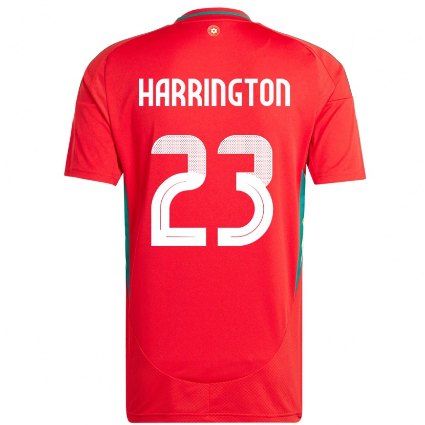 Danxen Homme Maillot Pays De Galles David Harrington #23 Rouge Tenues Domicile 24-26 T-Shirt