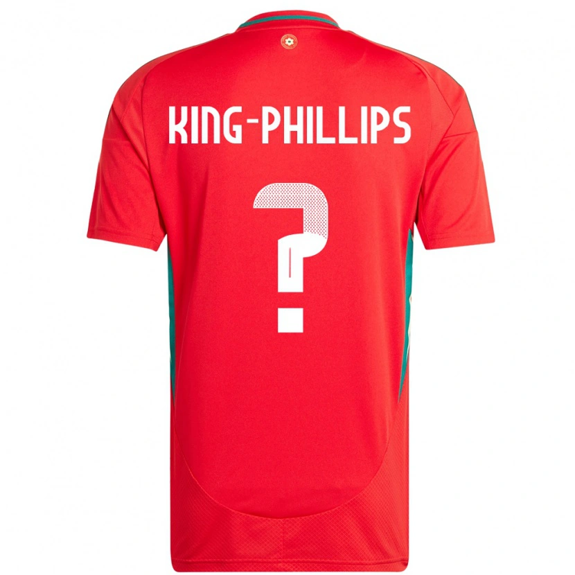 Danxen Homme Maillot Pays De Galles Zac King-Phillips #0 Rouge Tenues Domicile 24-26 T-Shirt