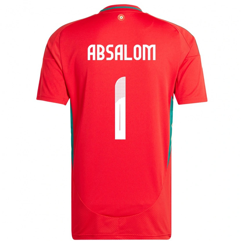 Danxen Homme Maillot Pays De Galles Kelland Absalom #1 Rouge Tenues Domicile 24-26 T-Shirt