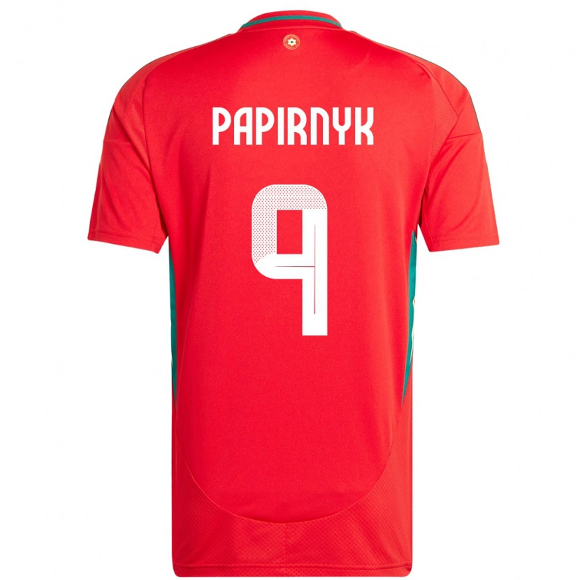 Danxen Homme Maillot Pays De Galles Leo Papirnyk #9 Rouge Tenues Domicile 24-26 T-Shirt