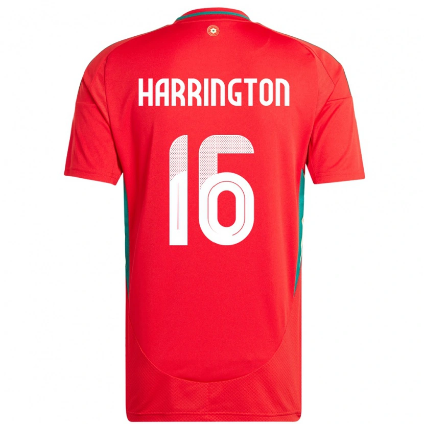 Danxen Homme Maillot Pays De Galles Ryan Harrington #16 Rouge Tenues Domicile 24-26 T-Shirt