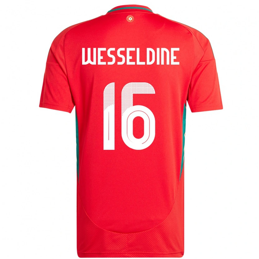 Danxen Homme Maillot Pays De Galles Charlie Wesseldine #16 Rouge Tenues Domicile 24-26 T-Shirt