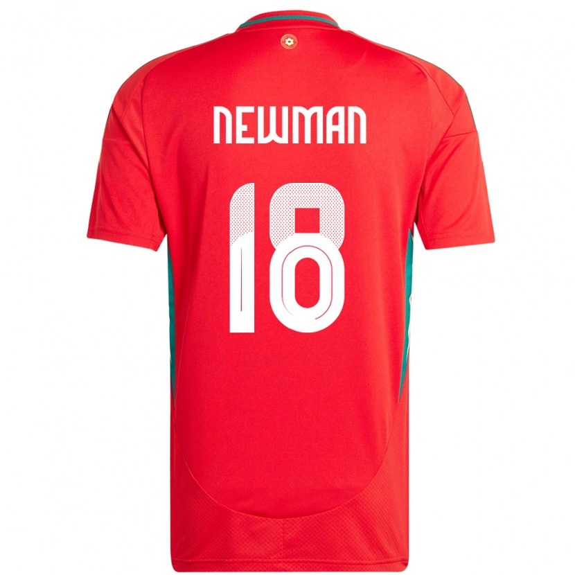 Danxen Homme Maillot Pays De Galles Oli Newman #18 Rouge Tenues Domicile 24-26 T-Shirt