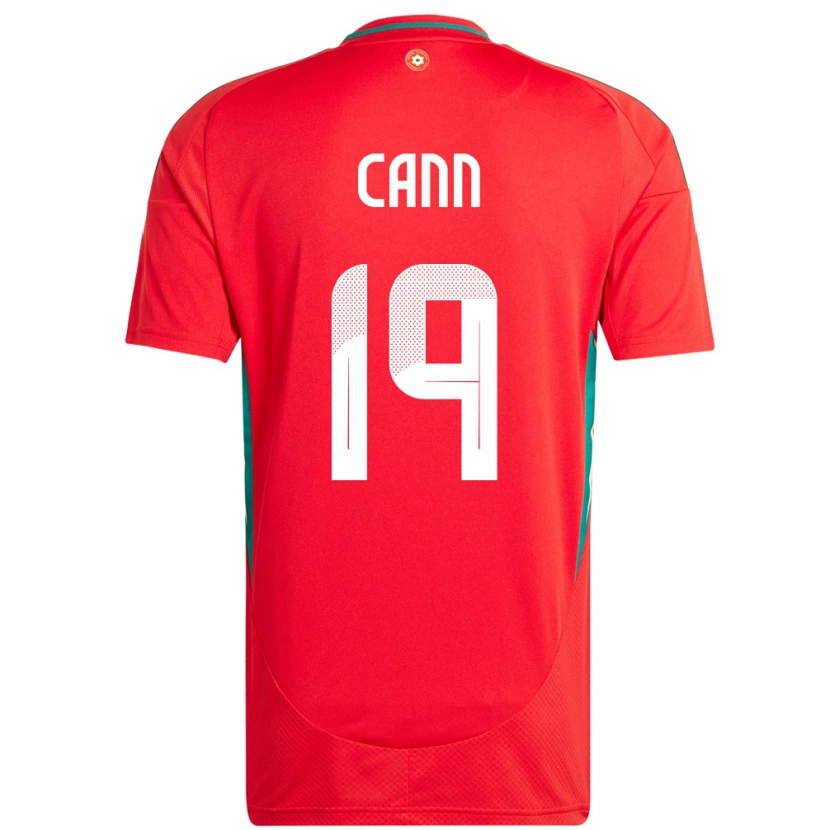 Danxen Homme Maillot Pays De Galles Ethan Cann #19 Rouge Tenues Domicile 24-26 T-Shirt