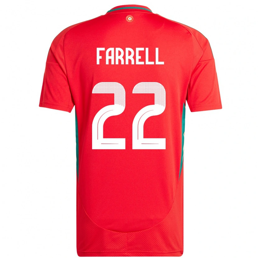 Danxen Homme Maillot Pays De Galles Joshua Farrell #22 Rouge Tenues Domicile 24-26 T-Shirt