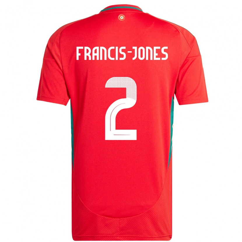 Danxen Homme Maillot Pays De Galles Maria Francis Jones #2 Rouge Tenues Domicile 24-26 T-Shirt