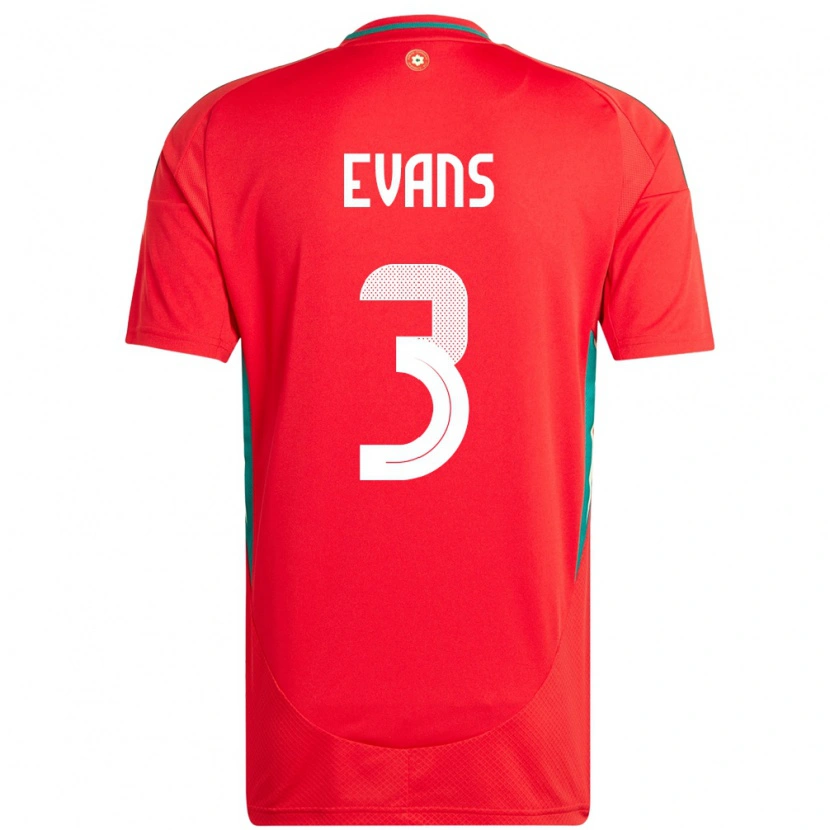 Danxen Homme Maillot Pays De Galles Gemma Evans #3 Rouge Tenues Domicile 24-26 T-Shirt