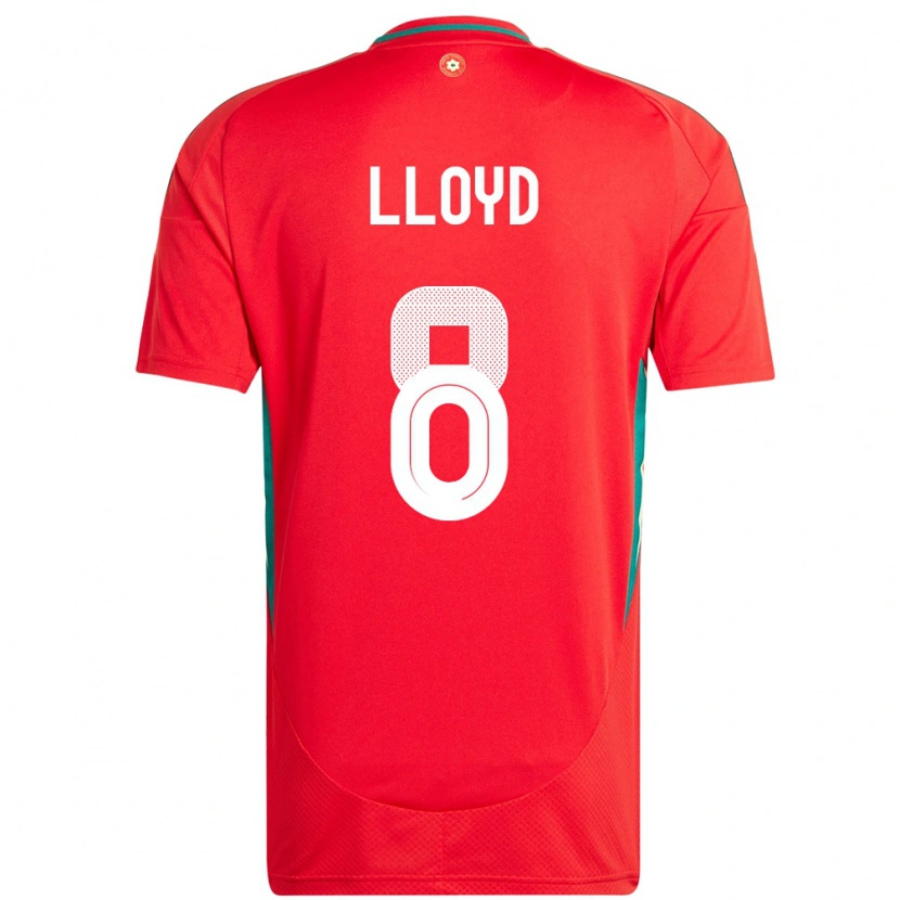 Danxen Homme Maillot Pays De Galles Ben Lloyd #8 Rouge Tenues Domicile 24-26 T-Shirt