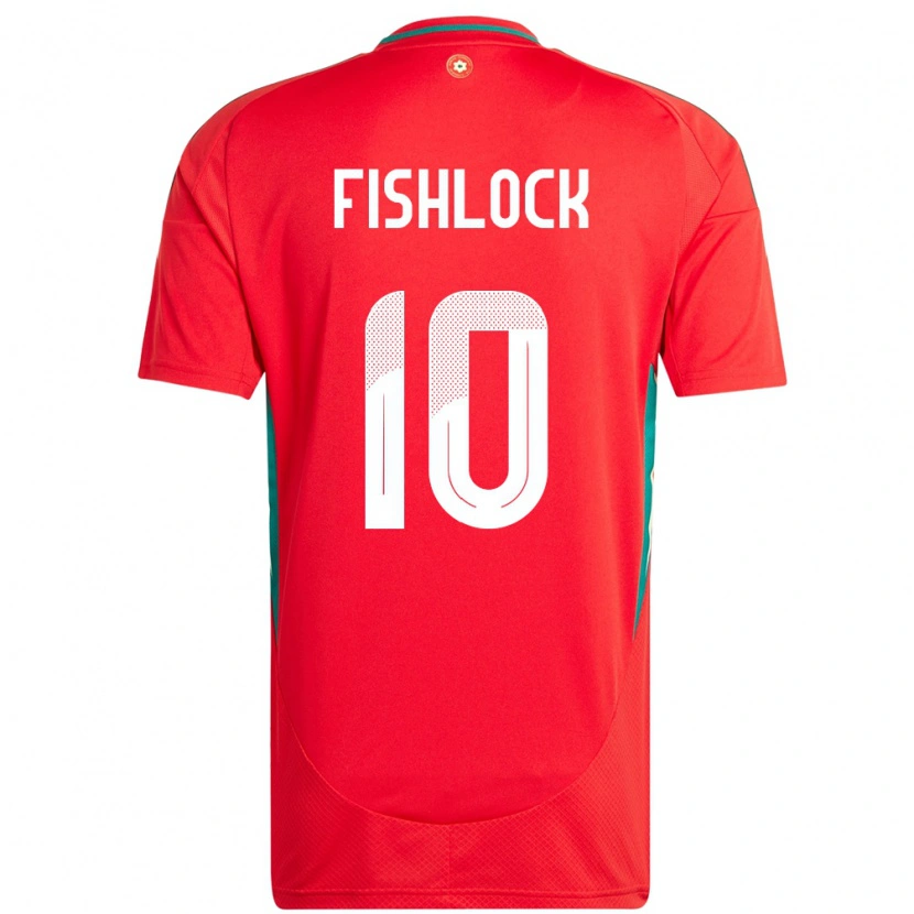 Danxen Homme Maillot Pays De Galles Jessica Fishlock #10 Rouge Tenues Domicile 24-26 T-Shirt