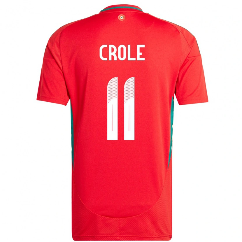 Danxen Homme Maillot Pays De Galles James Crole #11 Rouge Tenues Domicile 24-26 T-Shirt