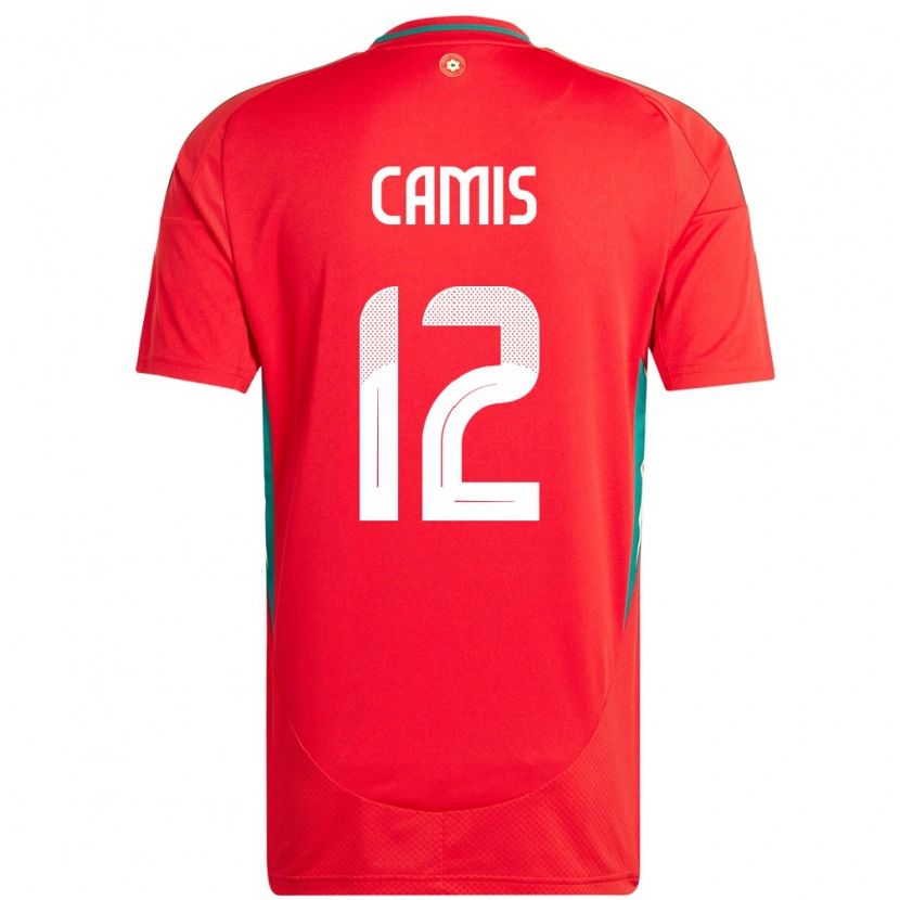 Danxen Homme Maillot Pays De Galles Oliver Camis #12 Rouge Tenues Domicile 24-26 T-Shirt