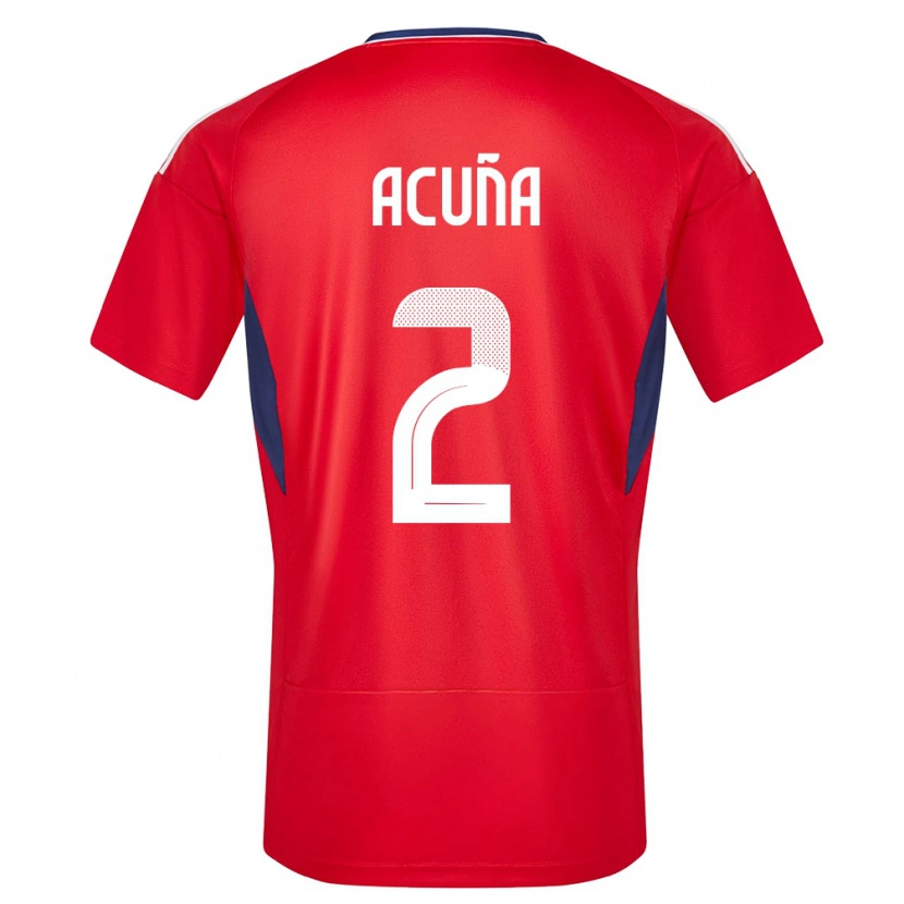 Danxen Homme Maillot Costa Rica Sebastián Acuña #2 Rouge Tenues Domicile 24-26 T-Shirt