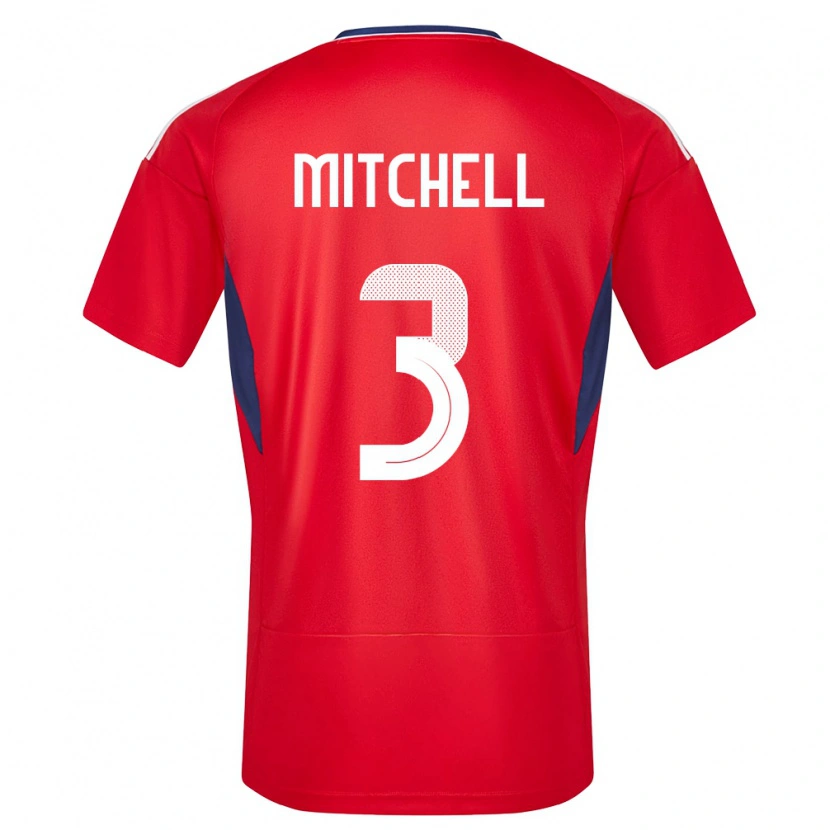 Danxen Homme Maillot Costa Rica Jeyland Mitchell #3 Rouge Tenues Domicile 24-26 T-Shirt