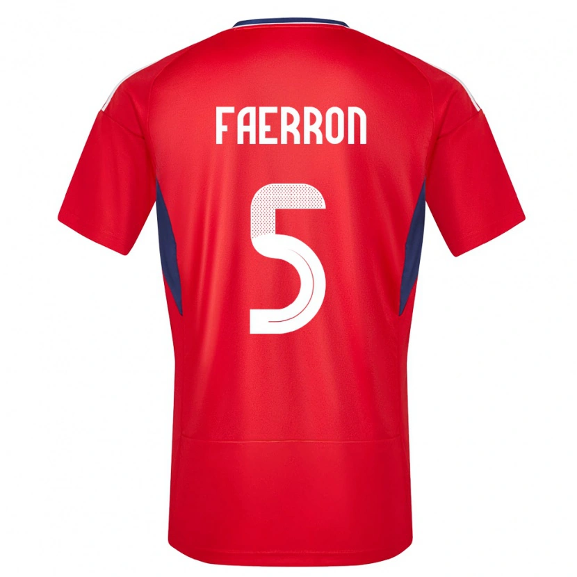 Danxen Homme Maillot Costa Rica Fernán Faerron #5 Rouge Tenues Domicile 24-26 T-Shirt