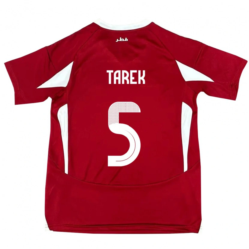 Danxen Homme Maillot Qatar Tarek Salman #5 Rouge Tenues Domicile 24-26 T-Shirt
