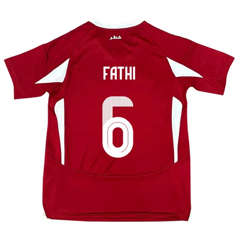 Danxen Homme Maillot Qatar Ahmed Fathi #6 Rouge Tenues Domicile 24-26 T-Shirt