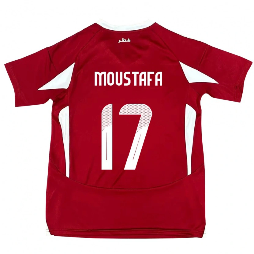 Danxen Homme Maillot Qatar Abdelrahman Moustafa #17 Rouge Tenues Domicile 24-26 T-Shirt