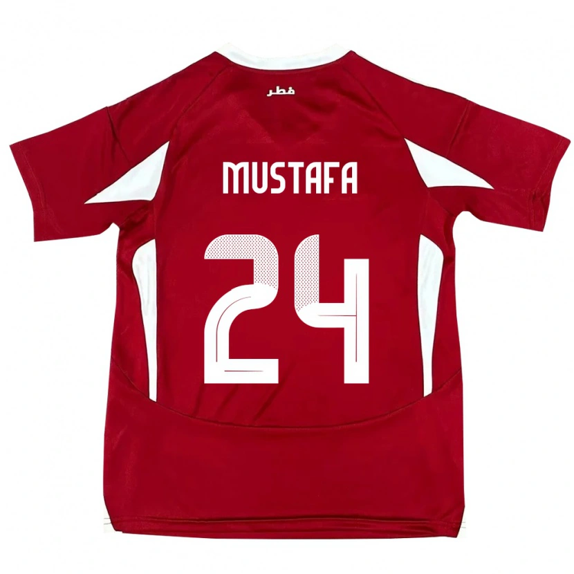 Danxen Homme Maillot Qatar Mustafa Mashaal #24 Rouge Tenues Domicile 24-26 T-Shirt