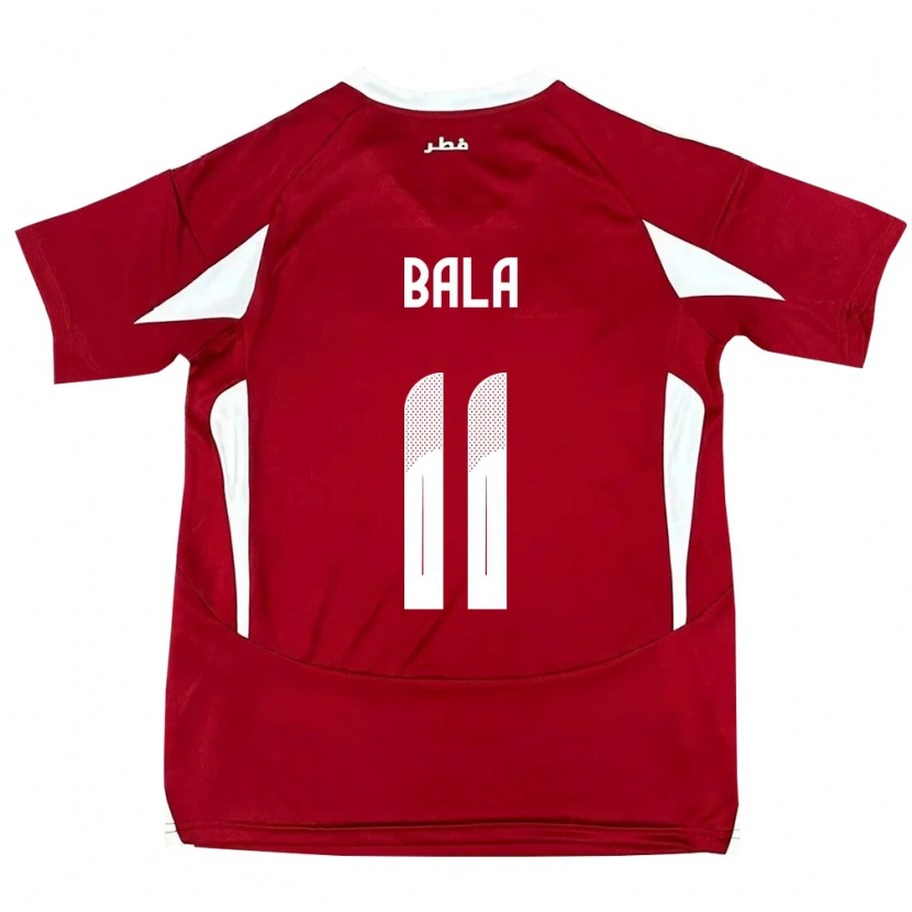 Danxen Homme Maillot Qatar Younis Bala #11 Rouge Tenues Domicile 24-26 T-Shirt
