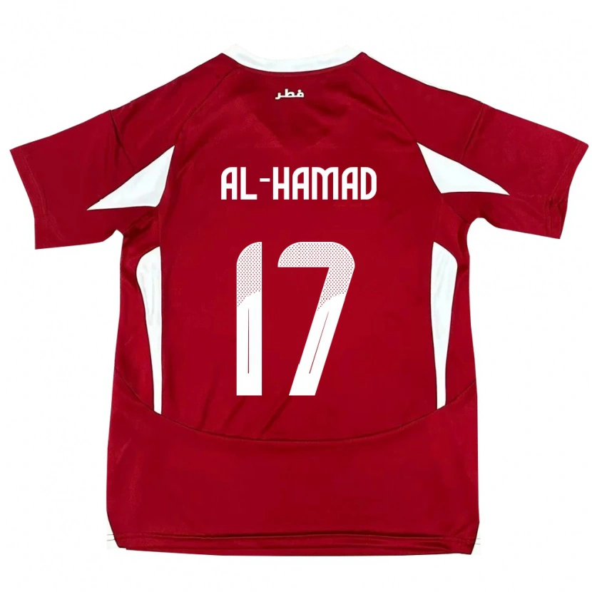 Danxen Homme Maillot Qatar Jassem Al-Hamad #17 Rouge Tenues Domicile 24-26 T-Shirt