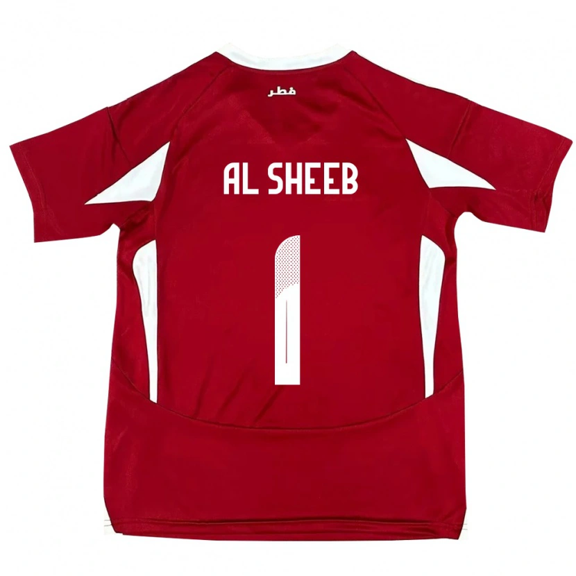 Danxen Homme Maillot Qatar Saad Al Sheeb #1 Rouge Tenues Domicile 24-26 T-Shirt