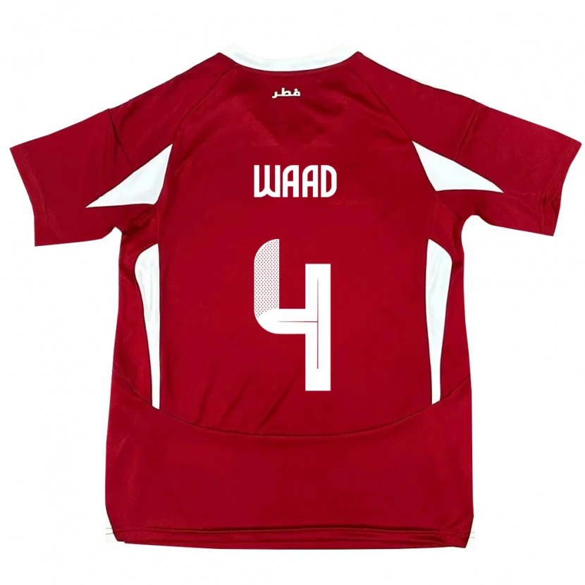 Danxen Homme Maillot Qatar Mohammed Waad #4 Rouge Tenues Domicile 24-26 T-Shirt