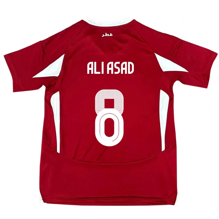 Danxen Homme Maillot Qatar Ali Asad #8 Rouge Tenues Domicile 24-26 T-Shirt