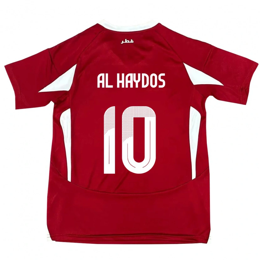 Danxen Homme Maillot Qatar Hasan Al Haydos #10 Rouge Tenues Domicile 24-26 T-Shirt
