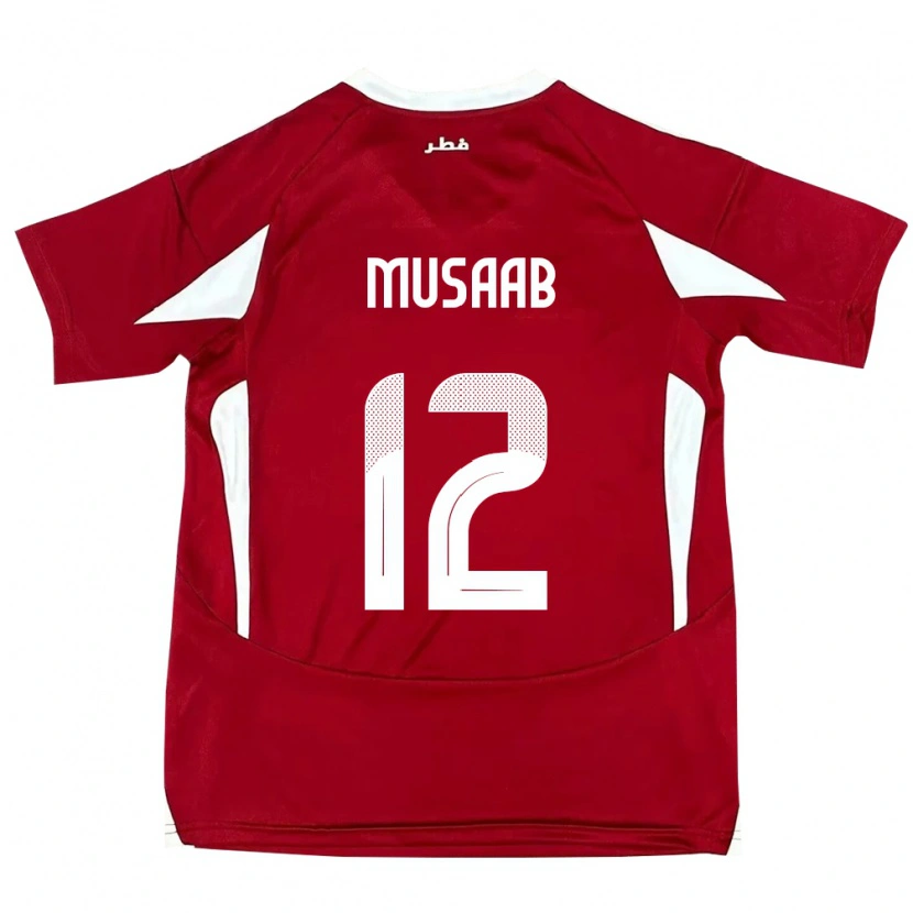 Danxen Homme Maillot Qatar Musaab Khidir #12 Rouge Tenues Domicile 24-26 T-Shirt